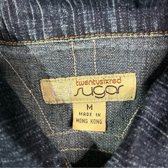 26 Red Sugar Denim Jacket Women’s Medium Blue Vintage 90’s Embroidered Logo - Picture 4 of 8